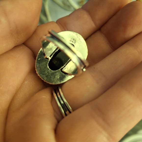 New Rainbow Dichroic Glass 925 Silver Ring.  - Picture 15 of 16